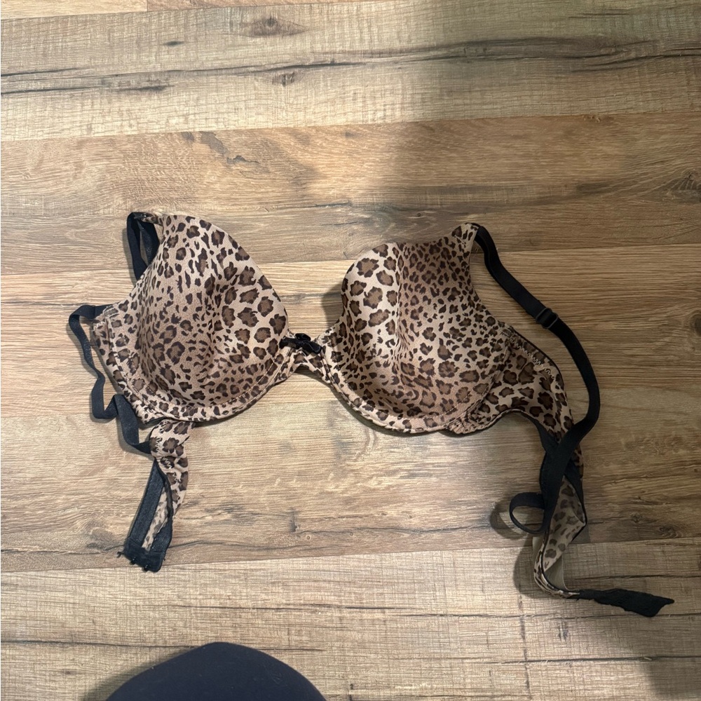 Leopard Print Underwire Bra - Brown/Black